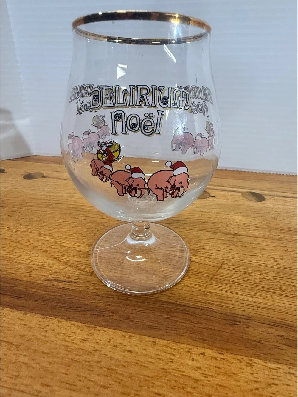 Delirium Noel Belgian Beer Glass 33cl Tulip Chalice Pink Elephant Christmas
